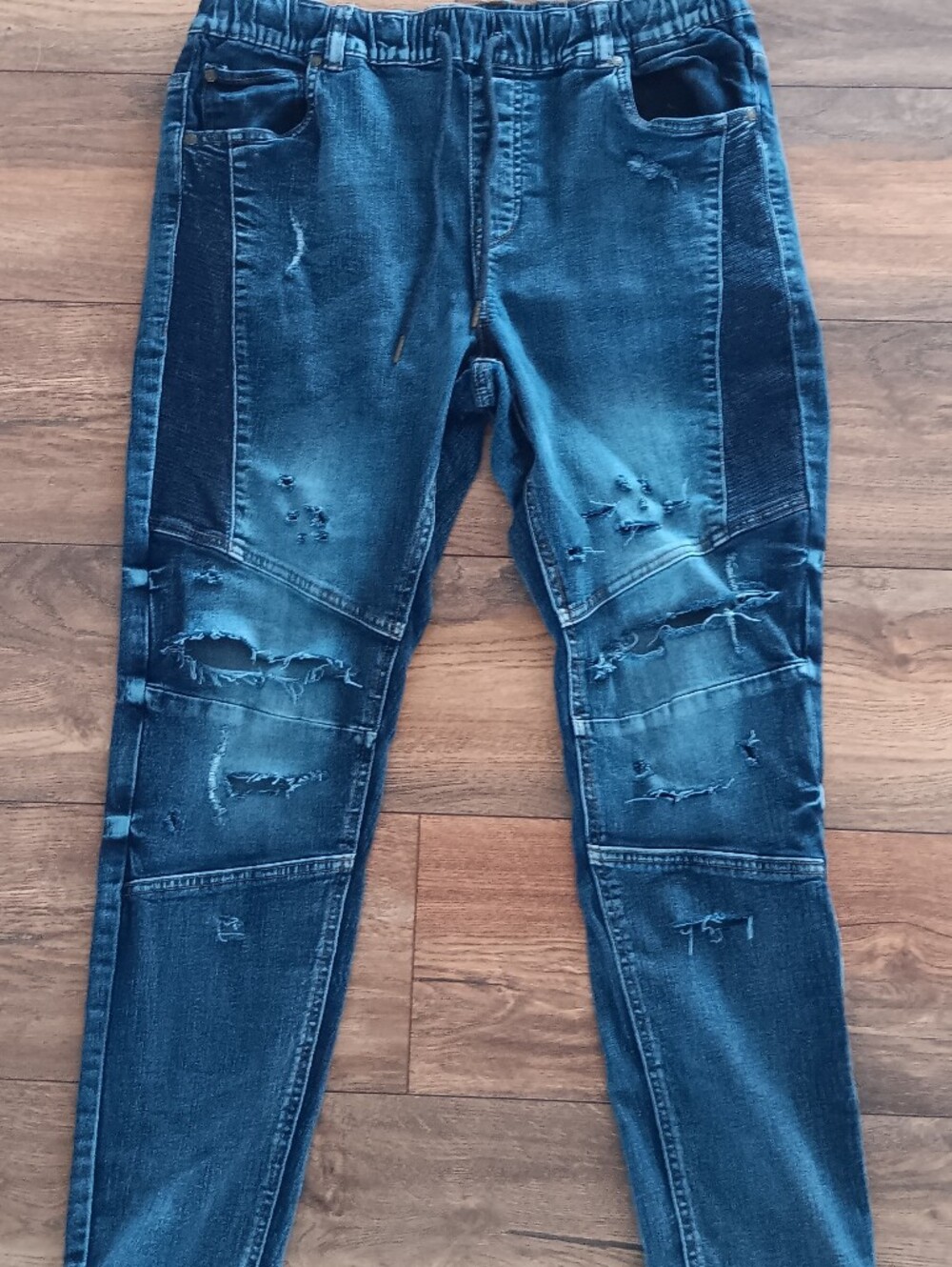 Distressed Dark Blue Jogger Jeans